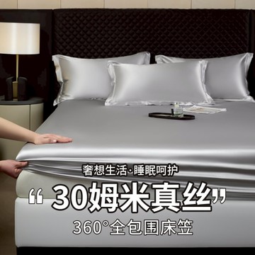 免運 涼席 冰絲床罩 重磅30姆米真絲桑蠶絲床笠單件絲綢床罩冰絲床笠天絲床墊保護套 最低價 快速出貨