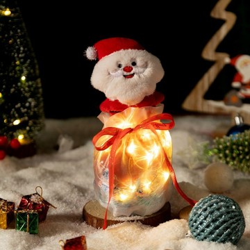 溫馨聖誕小精靈發光夜燈-創意雪人與鹿角聖誕裝飾禮物節日手提