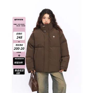 BIGGOLD美式立領金屬飛機扣棉服女冬季高級感加厚情侶棉襖外套潮