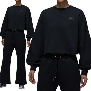 Nike As W J Flt Flc Ft Mod Crew 長袖 女款 黑色 短版 寬鬆 IF1007-010