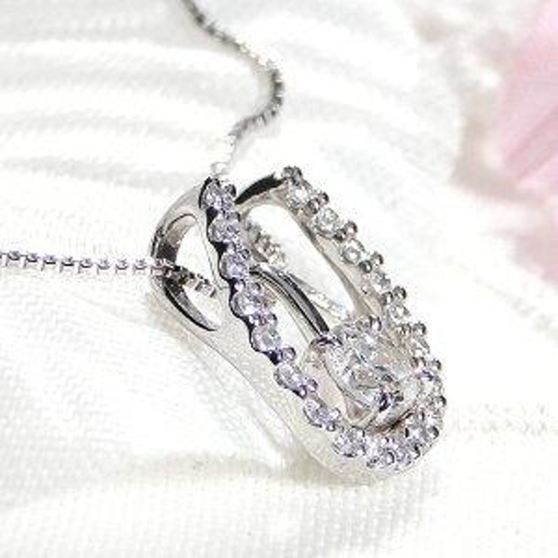 Pt900 0.3ct 3way ダイヤモンド 馬蹄 ネックレス ホースシュー 馬蹄 一