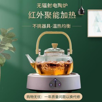 迷你小型電陶爐圍爐煮茶器燒水家用光波玻璃壺泡黑白茶摩卡壺專用