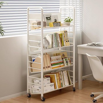 公司貨 超低價 移動小推車置物架書架帶輪鐵藝架子收納書桌多層可移動書櫃落地 快速發貨