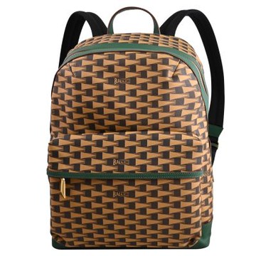 BALLY BORD幾何圖形印花拉鍊大後背包(綠邊)