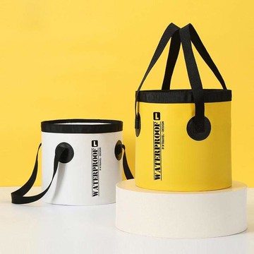 Seoul house 戶外烤肉必備PVC加大便攜折疊收納水桶 清新白