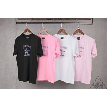 【HYDRA】Thrasher Double Gonz Tee 重疊 霓虹 滑板人 短T【TS14】