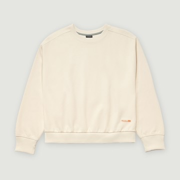 Hang Ten- 坑條抗菌除臭下擺鬆緊大學T-女(珍珠白)