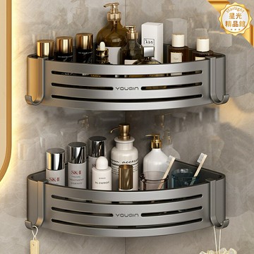 【免打孔壁掛】衛生間置物架 浴室置物架 廁所收納架 洗漱臺收納 牆角三角架 強力粘膠 防水防鏽 多層儲物 節省空間