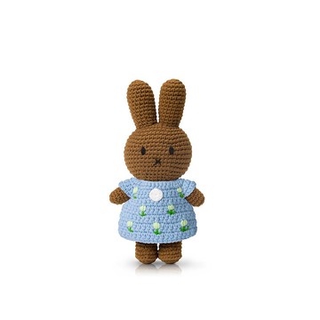 荷蘭Miffy米飛兔【melanie&鬱金香粉藍洋裝】鉤針純棉手工玩偶