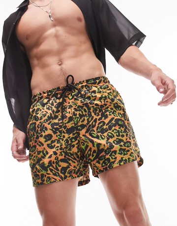 Topman bright animal print swim short-Multi