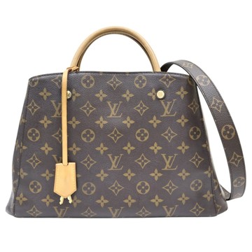 LOUIS VUITTON LV 路易威登 Montaigne MM 兩用包 棕色 原花帆布 M41056 【二手名牌BRAND OFF】