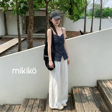 美木子｜牛仔背心｜韓系蝴蝶結仿牛仔背心【S206152】 超顯腰瘦 吊帶背心 甜美氣質穿搭