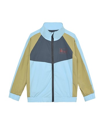 藍綠拼接長袖快乾外套98cm