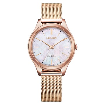 CITIZEN 星辰錶 LADY S系列 EM0508-80Y 母親節推薦款光動能米蘭帶腕錶 / 玫瑰金 32mm