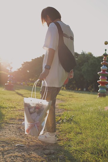 DAY OFF 愉快假期 花束專用梯形提袋 乾燥花 提袋 透明 永生花