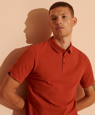 Superdry Men's Men's Organic Cotton Refined Pique Polo Shirt Red / Rustic Red - Size: XS