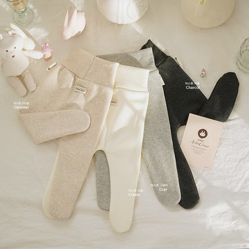 4色純棉嬰兒冬季腳部緊身褲
