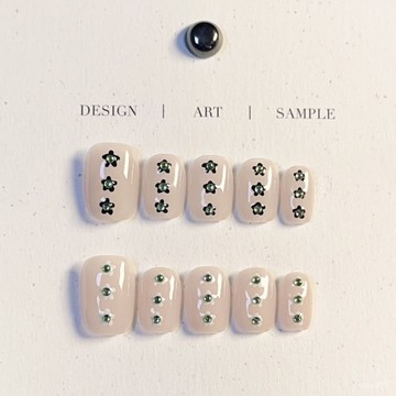 ✨Hannah✨純手工穿戴甲小紅書衕款日韓簡約ins風手繪小花閃鑽甲片美甲精緻穿戴甲 UFS1