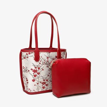 Sp house 清雅梅花大容量 手提包 子母包(紅色)
