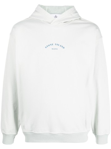 Stone Island - logo-print cotton hoodie - men - Cotton/Polyamide - M - Green