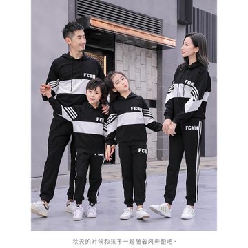親子裝2022新款潮母女裝一家三口四口秋裝母子全家裝洋氣運動套裝