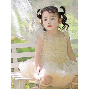 女童tutu裙生日蓬蓬紗公主裙女寶寶周歲禮服春夏新款兔兔連衣裙
