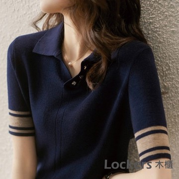 【Lockers 木櫃】春夏冰絲短袖針織上衣 L111040602
