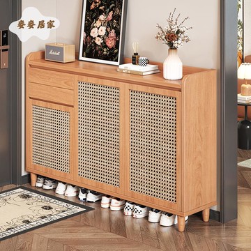 藤編 鞋櫃 家用門口入戶收納櫃一體靠墻玄關櫃室內防塵 鞋架[DD0502004]