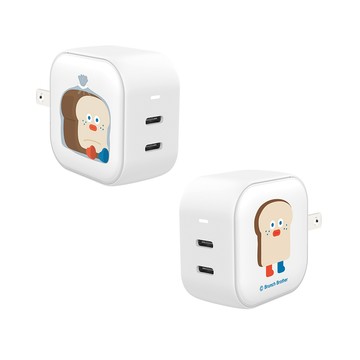 【正版授權】早午餐兄弟外帶吐司大哥GaN 45W Type-C雙孔充電頭