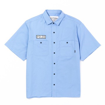日本限定 POLER RELAX WORK SHIRT 休閒工裝襯衫 短袖襯衫 鋼藍色