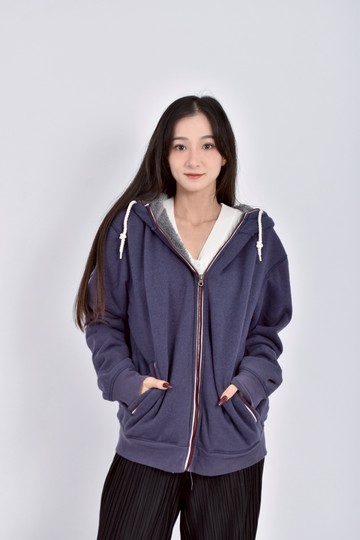 (XL) hang ten棉質拉鍊連帽內刷毛藍色外套