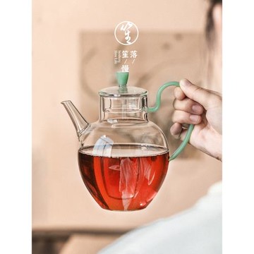 落笙玻璃茶壺耐高溫加厚泡綠茶壺單個家用可過濾側把大號功夫茶具
