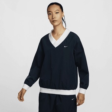 NIKE 耐吉 女長袖上衣-藍色 AS W NSW ESSTL WVN UV LS VNCK-FV7650480