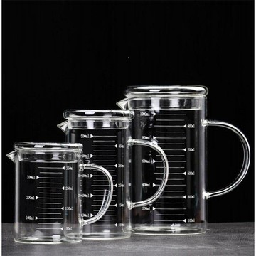 玻璃量杯帶刻度杯子微波爐家用杯廚房烘焙計量水杯帶蓋加厚耐熱杯