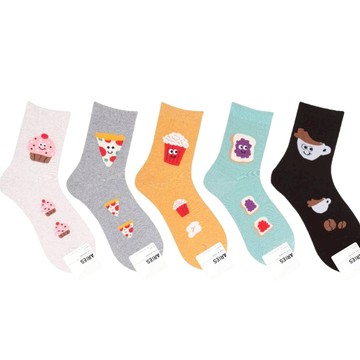 13現貨韓國襪 逗趣小小食物中筒襪 蛋糕披薩爆米花果醬吐司咖啡襪 韓國進口襪 男女襪 socks