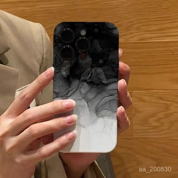 ✨限時下殺✨黑白水墨適用蘋果16 pro max i15 14 13 12 11 pro 硬殼 手機殼 防摔殼 保護殼