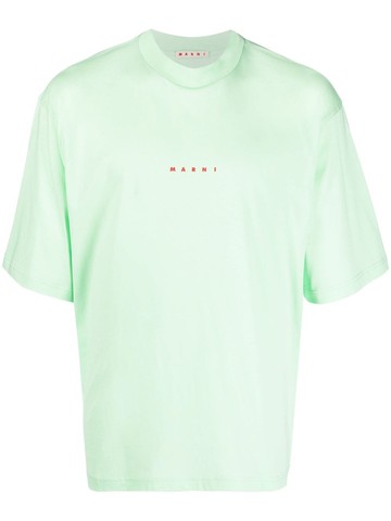 Marni - logo-print cotton T-shirt - men - Cotton - 50 - Green