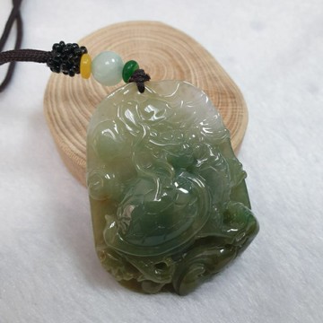 逸品軒～天然緬甸玉A貨-Z6458-龍龜墜子長54mm寬41mm厚11.5mm