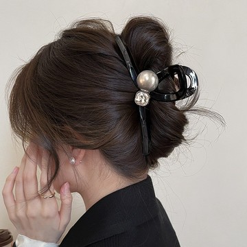 【2色套裝】閃鑽珍珠抓夾女後腦勺鯊魚夾高級感發飾髮卡優質