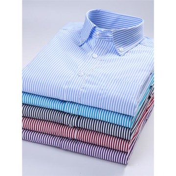 秋季扣領長袖襯衫男青年商務休閑時尚條紋襯衣男西裝寸衫打底衫棉