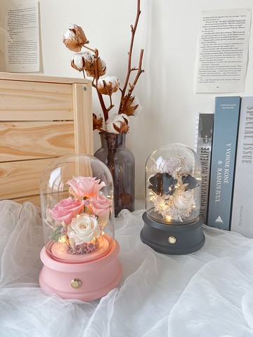 永生花藍芽音響夜燈 喇叭 聖誕禮物 聖誕節 情人節禮盒 客製化禮