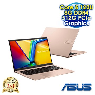 ASUS Vivobook 15 X1504VA-0291C120U 蜜誘金 15.6吋文書效能筆電 (FHD IPS/Intel Core 5 120U/8G