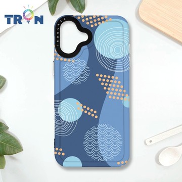 TRON IPHONE 16 PLUS 日系和風圓點海波系列 MAGSAFE 磁吸 防摔 太空殼 透黑 手機殼