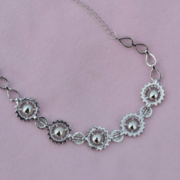 純美珍珠 墨西哥藍珀手鐲手鏈空托925純銀珍珠蜜蠟手鏈銀托7-9MM