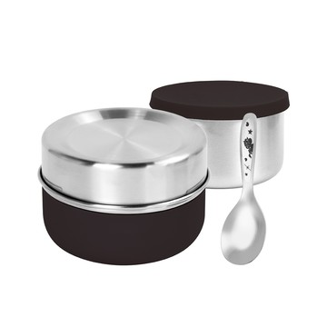 【KOM】一器盒成｜隔熱升級可微波不鏽鋼便當盒珍珠黑