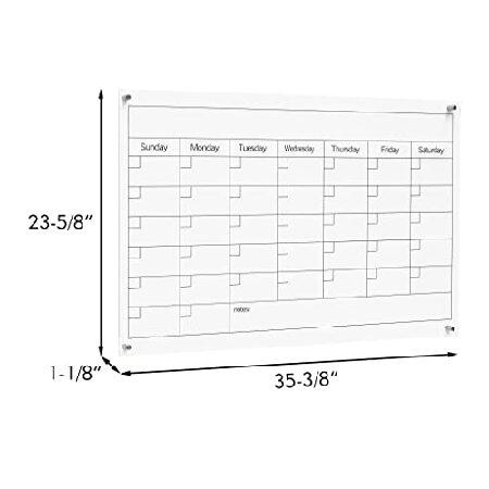 繰り返し使えるアクリル製壁掛けカレンダー ホワイトボード メモ タスク ウィークリープランナー用 マーキング用の大きな空白エリア付き 36 x 24インチ