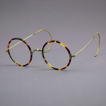 [Mortal] 複古做舊民國掛耳式圓形眼鏡架 老式玳瑁色手作眼鏡 可配鏡片