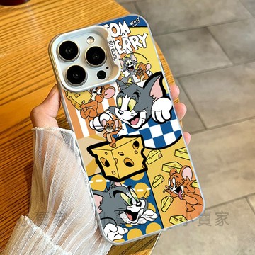 貓和老鼠彩銀防摔手機殼適用iPhone17 8 plus 14 13 12 11 pro max X i11 15 16