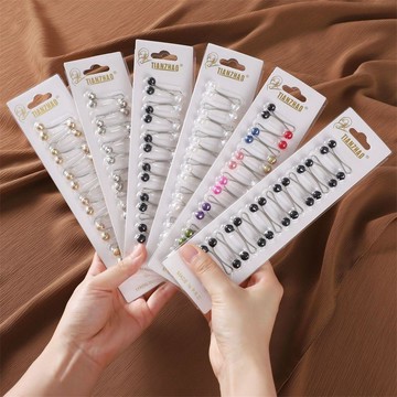 ⚡臺灣出貨⚡新款跨境高品質包頭彩色珍珠U型夾蓋頭針固定夾絲巾夾脖夾圍巾扣