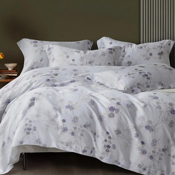 60支100%萊賽爾天絲鋪棉兩用被套 四件套  紫汐  180 x 210cm